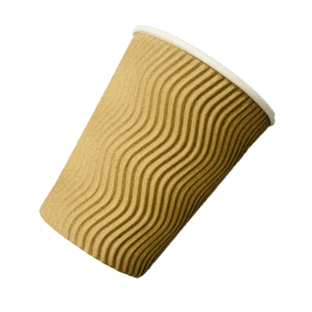 Wholesale   Ripple Wall Paper Cup Food Package  for Beverage Wrapped 8 Oz 10 Oz 12 Oz 16 Oz raw materials paper cup fan
