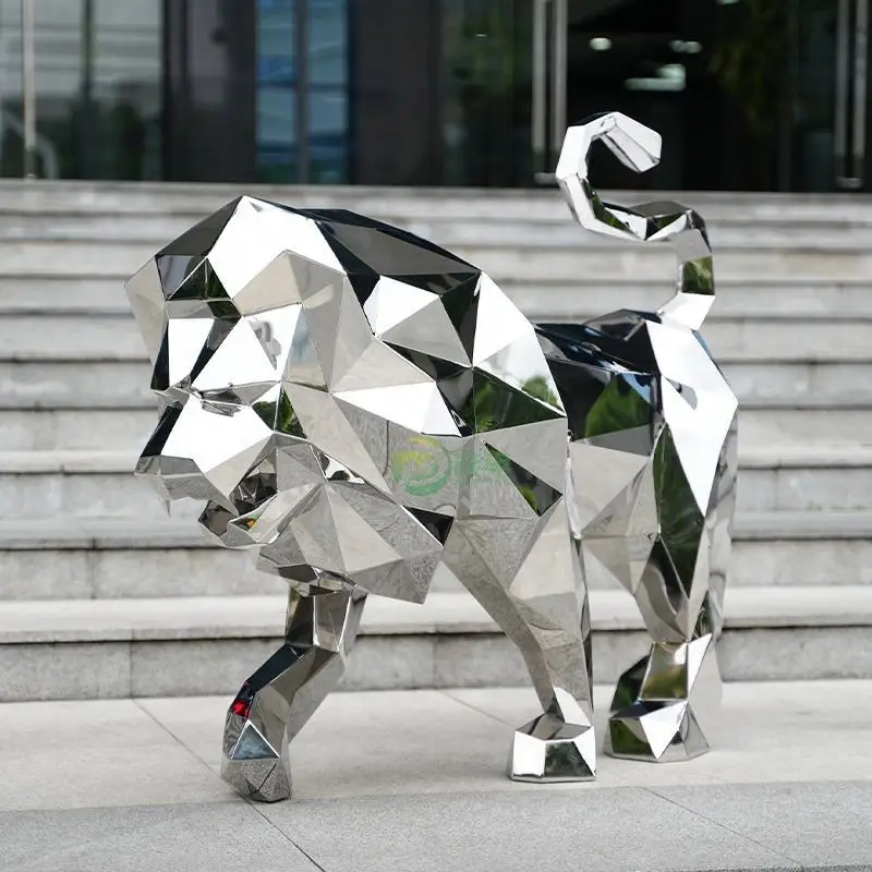 Customized High Quality Large Modern Outdoor Garden Decorative Metal Art Abstract Weathering Lion Stainless Steel Sculpture