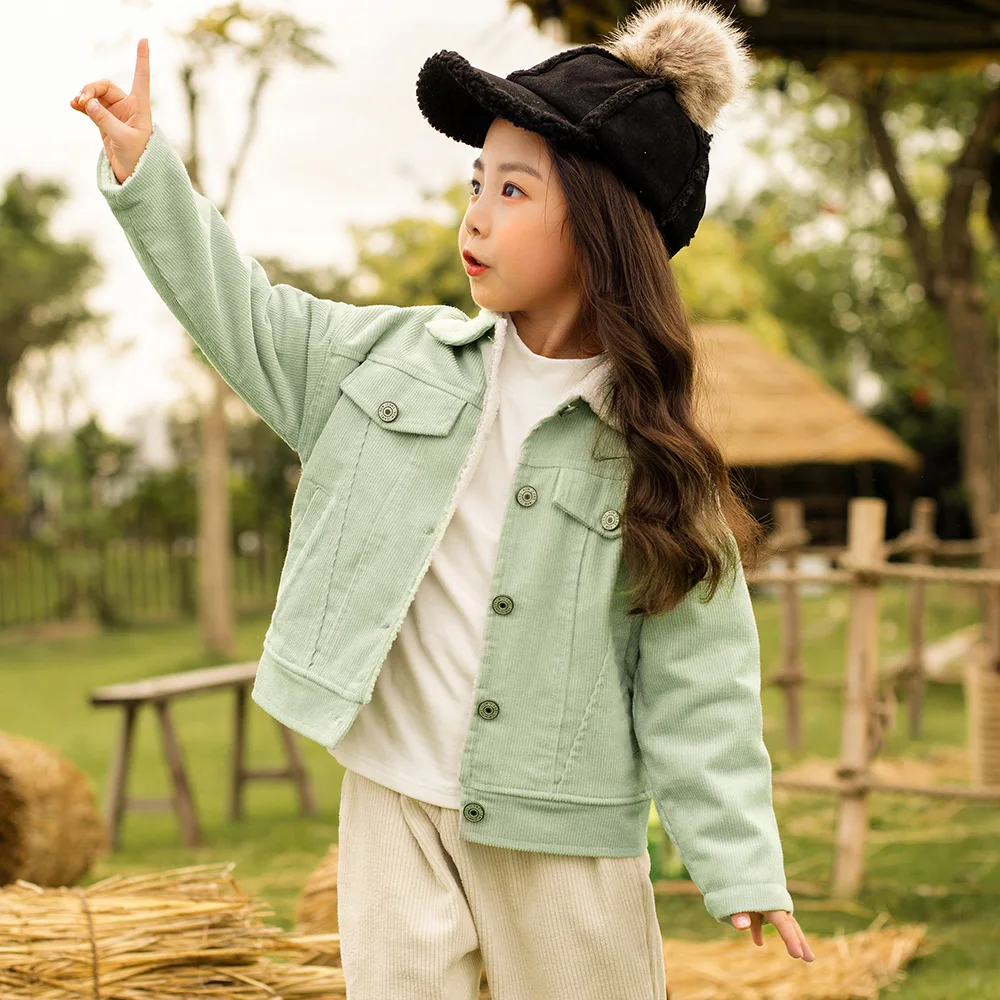 New Winter Girls Jackets Coats Thick Warm Parka Kids winter clothes Outerwear corduroy Girls Coat