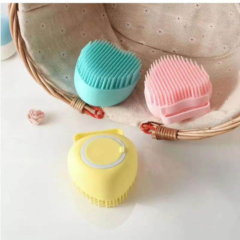 2022 Amazon Hot Sale Soft Massage Baby Silicone Body Bath Brush Scrub Sponge with Soap Dispenser