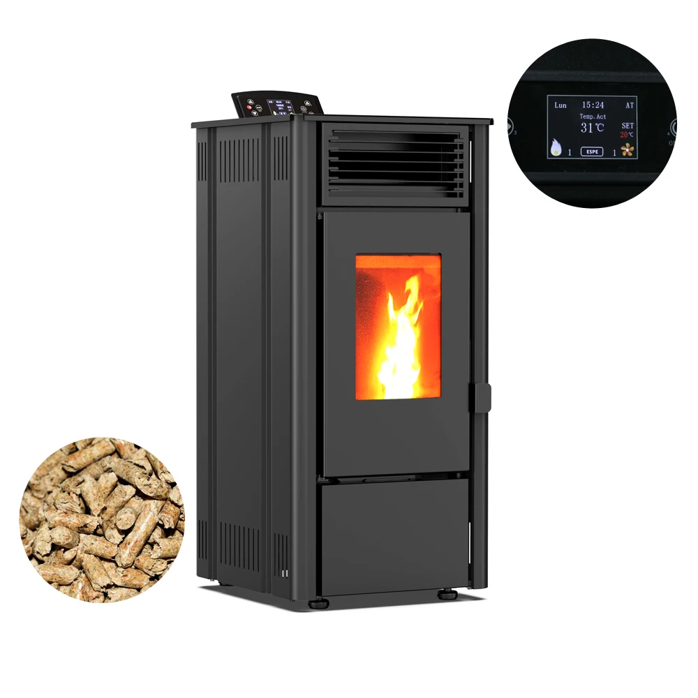 Automatic Feeding KM08 CE modern wifi  pellet stove fireplace biofuel pellet heater for house room heating