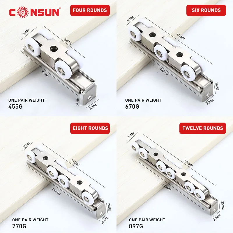 Stainless Steel Hanging Wardrobe Door Sliding Wooden Shower Glass Door Wheel Roller SR666-W