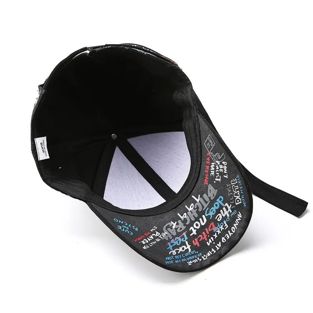 
Women Men Hats Adjustable Black White Color Printing Graffiti All-matching Baseball Cap For Male Female hip hop caps 