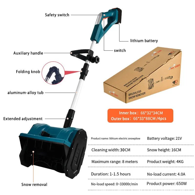 Cheap price Portable Snow Removal Tool power cordless snowplow lithium-ion battery snowplow for garden