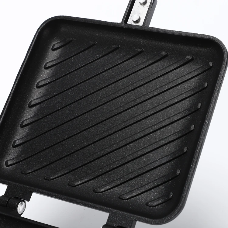 Hot sand toaster Double Pan Gas and Hot Sale Die-Casting Aluminum Sandwich Maker pan mold Breakfast panini press