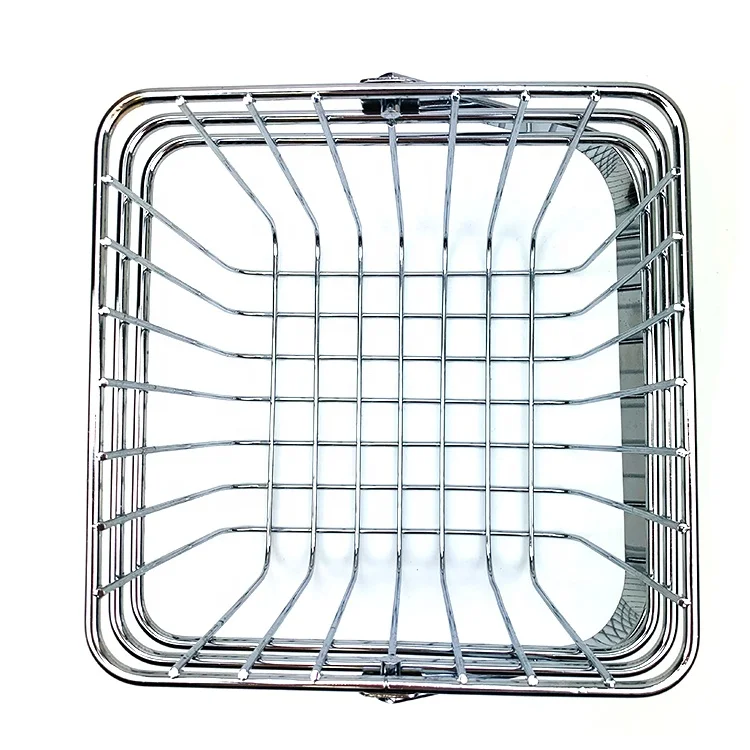Metal wire iron tote shopping basket kitchen storage basket with handle