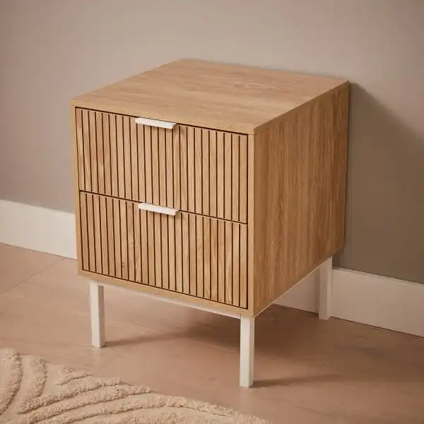 Room Modern Minimalist Bedside Table Nightstand with 2 Drawers