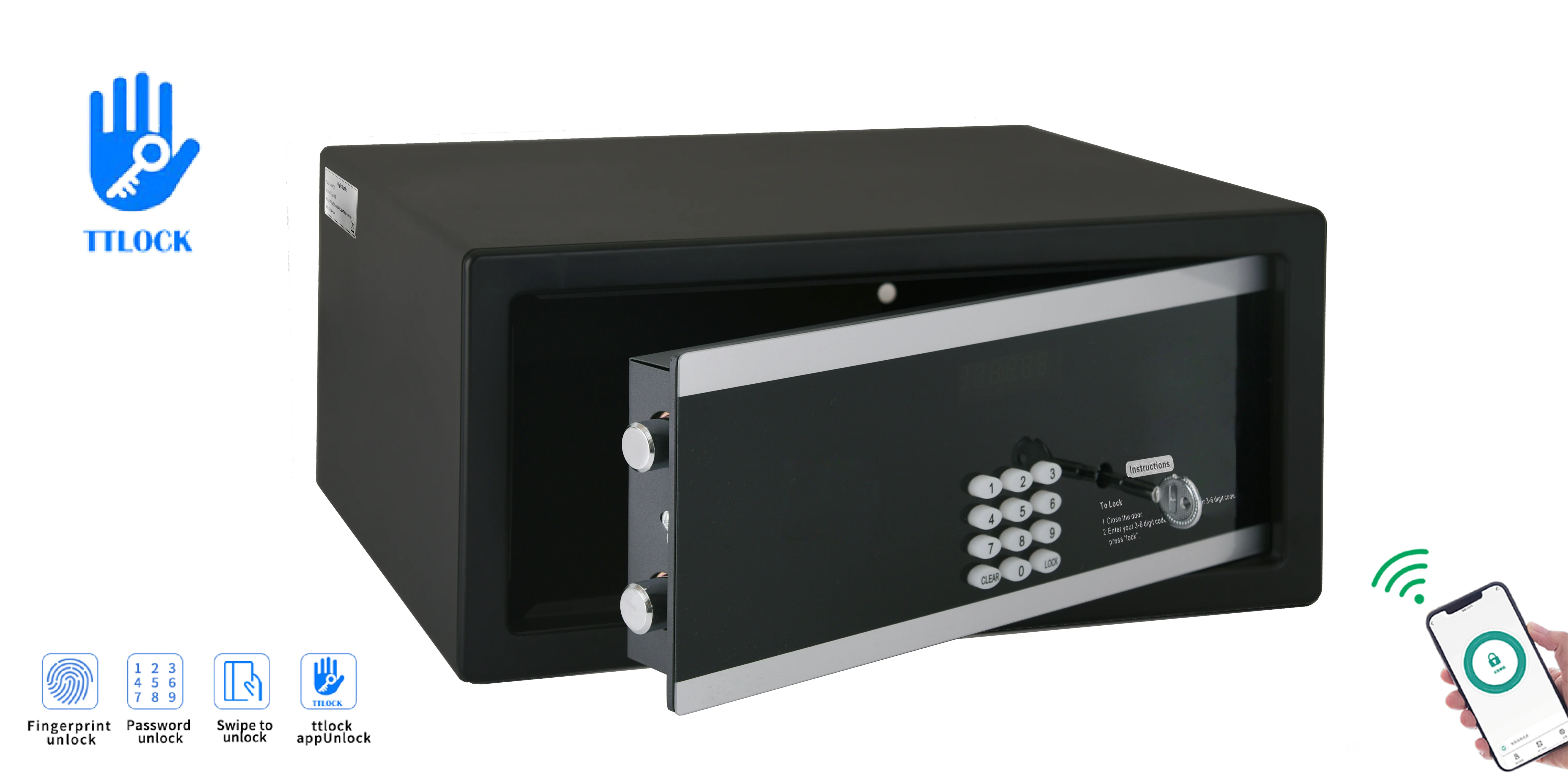 TTLock app smart safe box fingerprint for money cash safe box