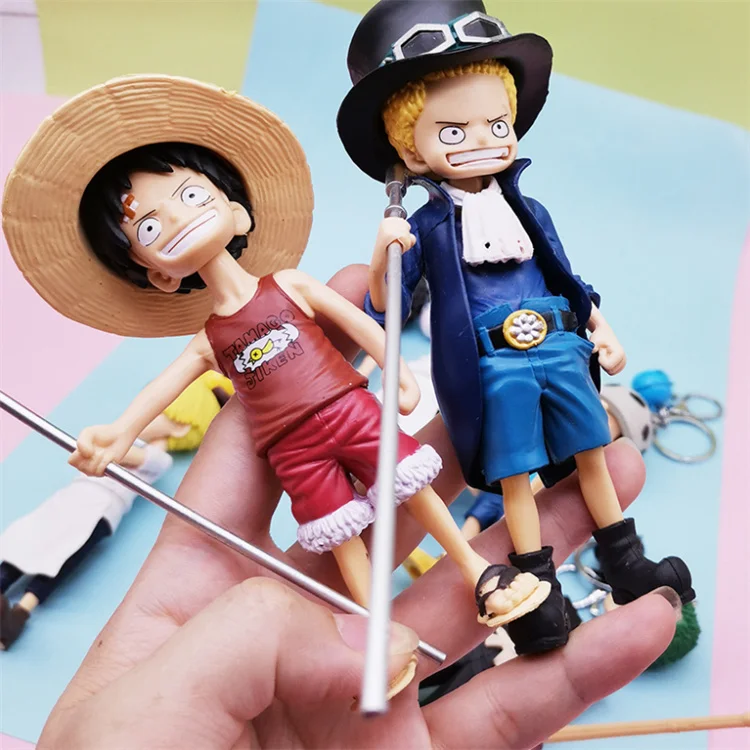 Wholesale High Quality 8Pcs/Set 14CM Height Collectible Model Anime One Piece Key Chain Action Figure KeyChain