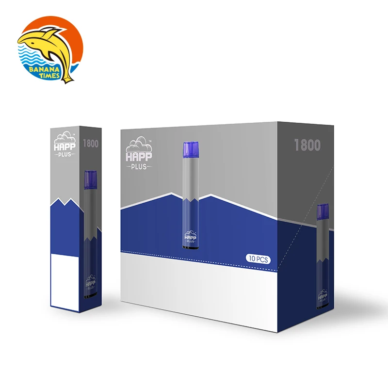 Custom color HAPP PLUS 100% Original 2 tanks pod pen cigarrillo electronic 1800 Paffs OEM US RU Packing box