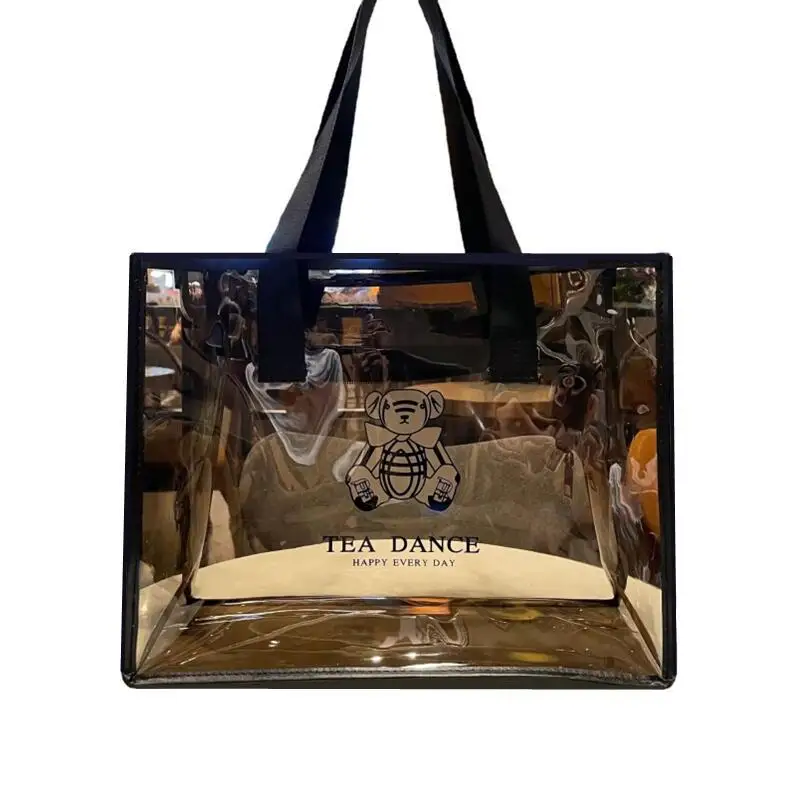 custom logo clear large waterproof Beach bag Shopping bag Women Clear Tote Bag Waterproof PVC Transparent