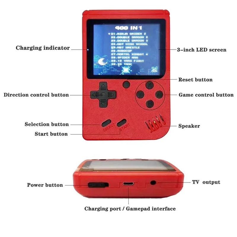  Портативный мини SUP Ретро видео игровые консоли коробка Consola 400 В 1 игры с геймпадом sipport двойной