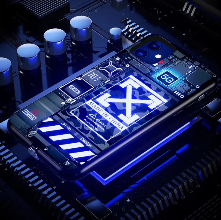 
 Модный Роскошный светящийся чехол из закаленного стекла со светодиодной подсветкой для входящего вызова  