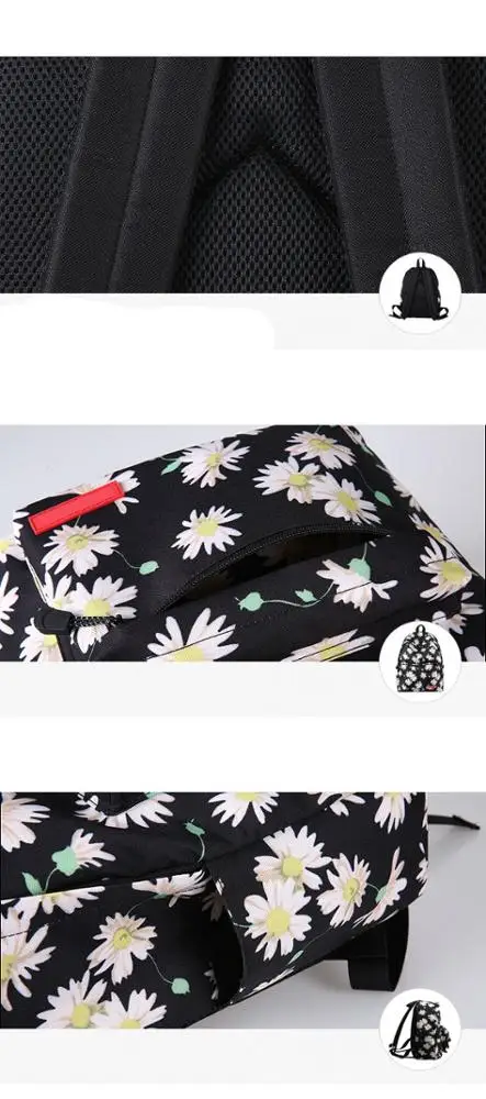 Custom Image Printing Flower Pattern Ladies college bags laptop backpack school bag for girl