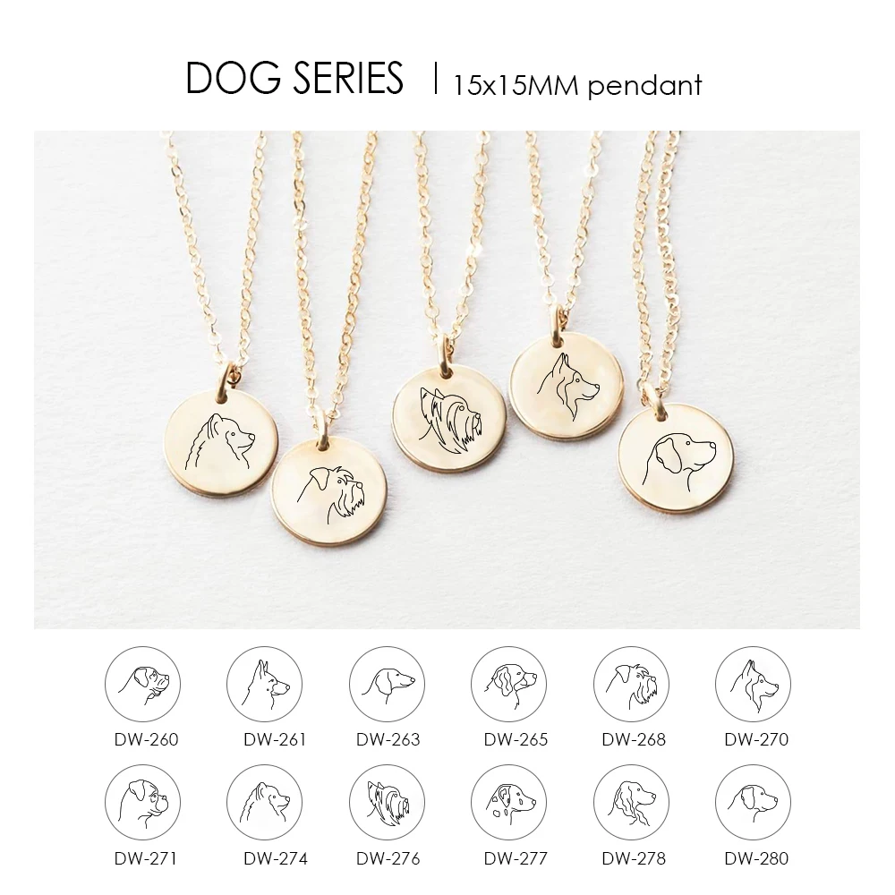 eManco Customized Animal Dog Symbols Puppy Pet DOGS Necklace 14K Gold Choker Collar Necklace Stainless Steel Women Kids Jewelry
