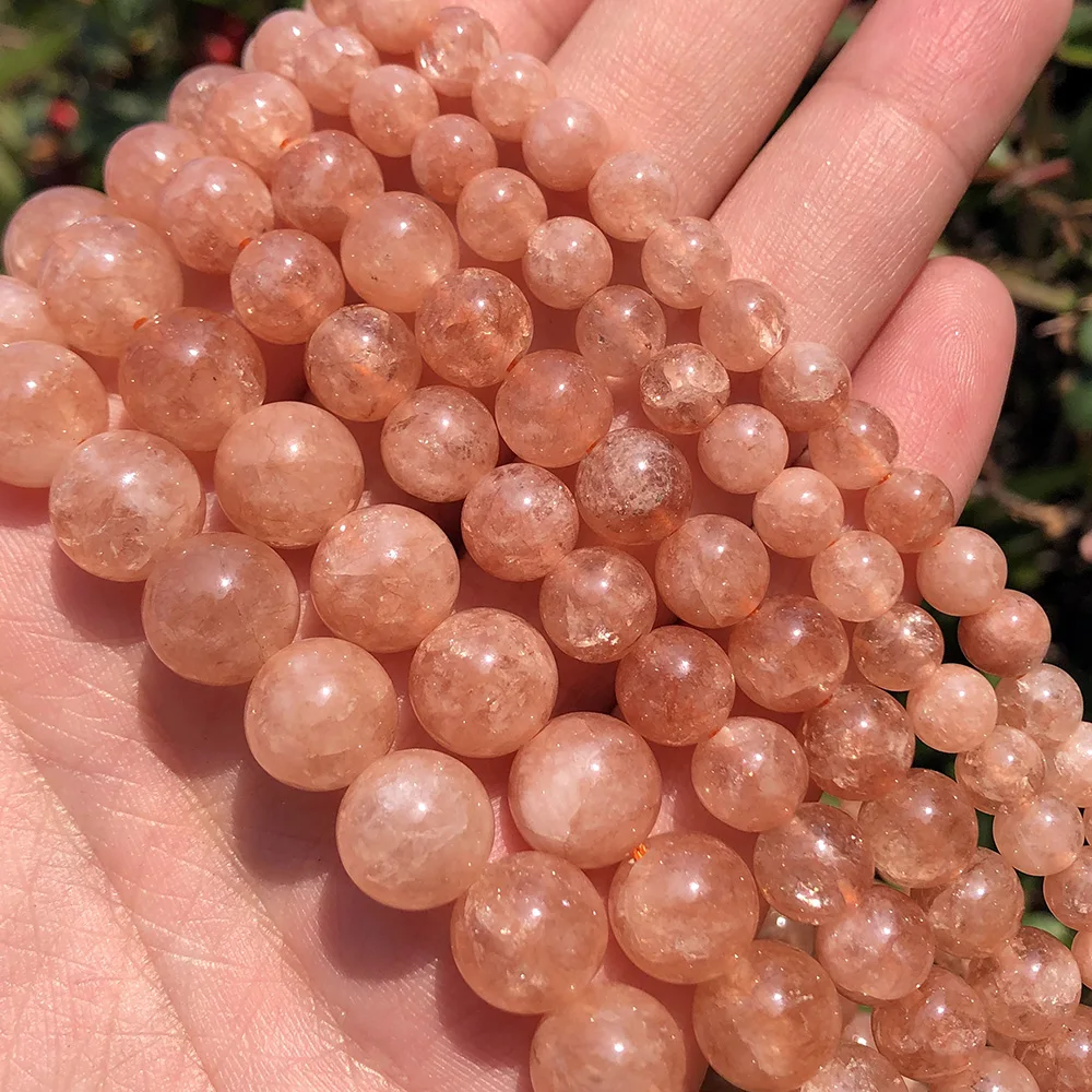 Wholesale Smooth 4/6/8/10/12mm Round Loose Sunstone Jade Chalcedony Beads For Jewelry Making DIY