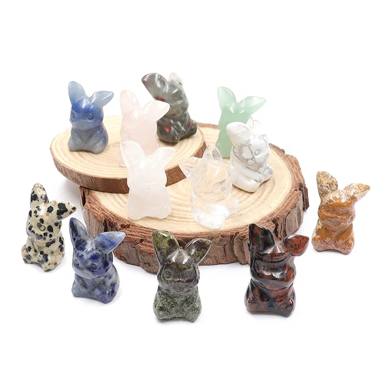 Natural Gemstone Mini Crystal Carving Wholesale Cute Cartoon Character Crystal Pikachu Pokemone For Gift