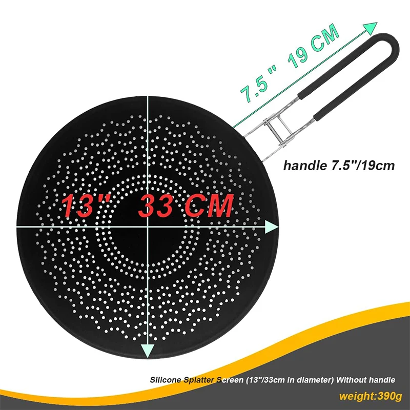 Top Seller Silicone Splatter Screen for Frying Pan Grease Splatter Guard with Folding Handle Grease Splatter Screen for Cooking