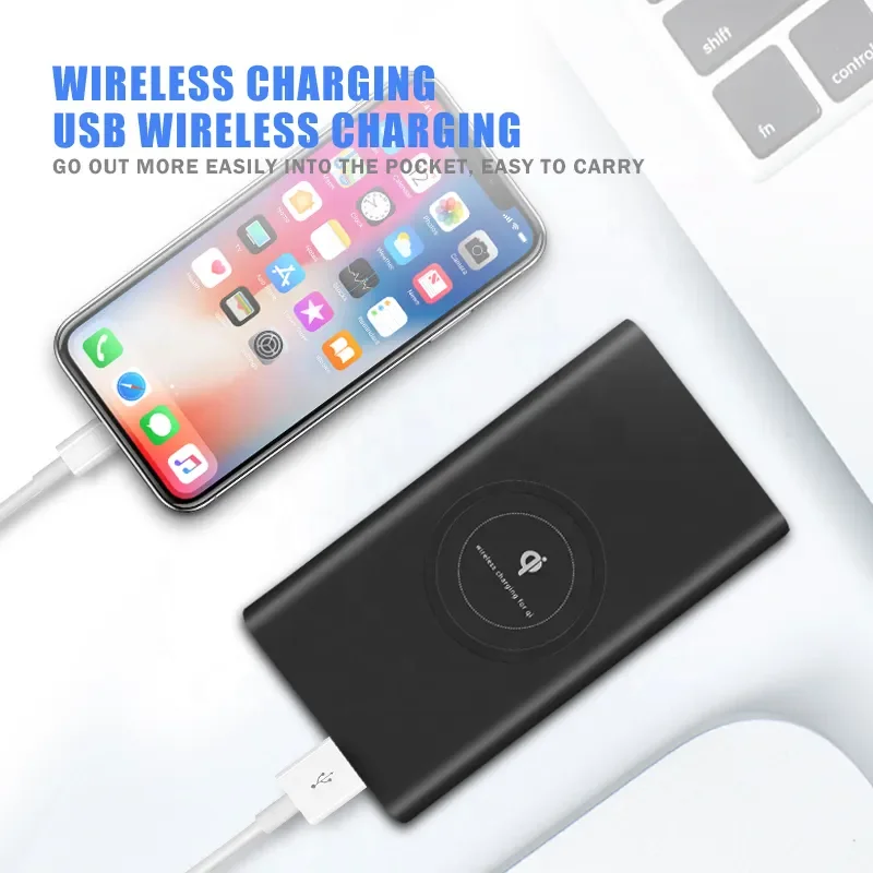 10000mah Power Bank External Battery Bank Built-in Wireless Charger Powerbank Portable QI Power Bank