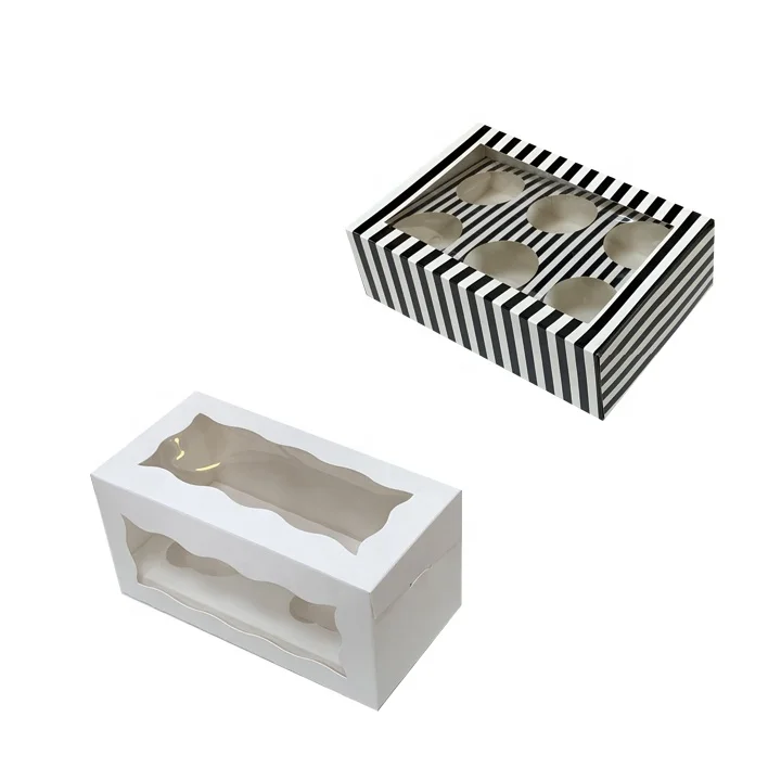 wholesale custom Cupcake Boxes with Inserts12 holds cake carrier with window cake packaging box