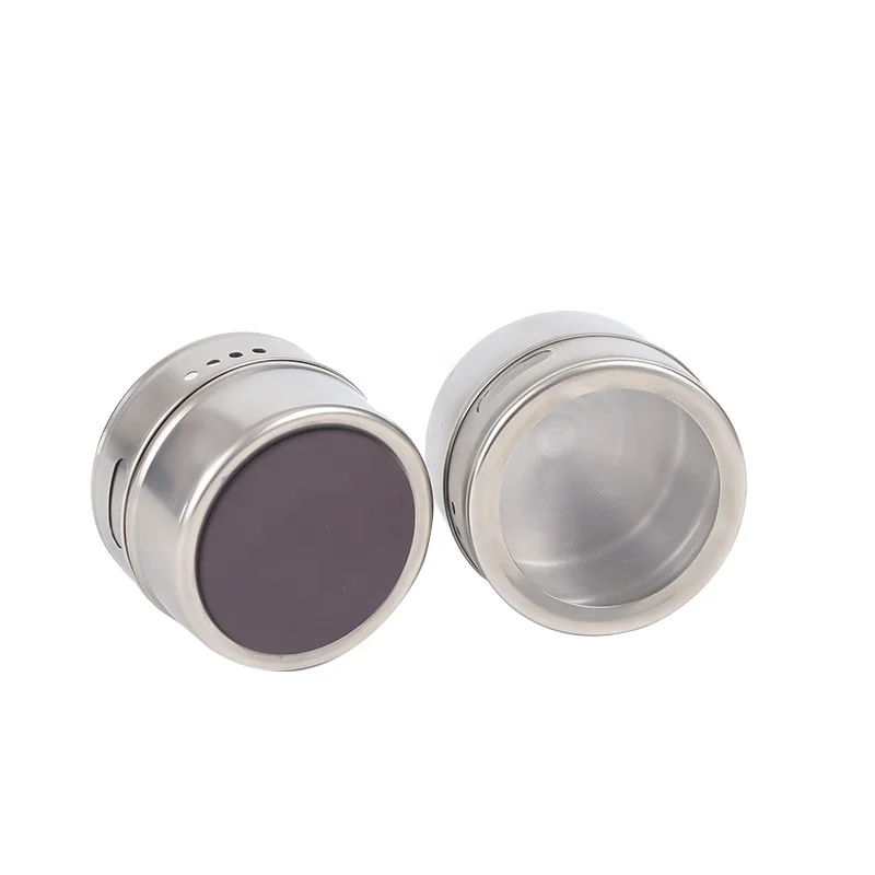 Seasoning Box Magnetic Spice Jar Storage Tins Dustproof Visual Stainless Steel Spice Jar Barbecue Spice Jars