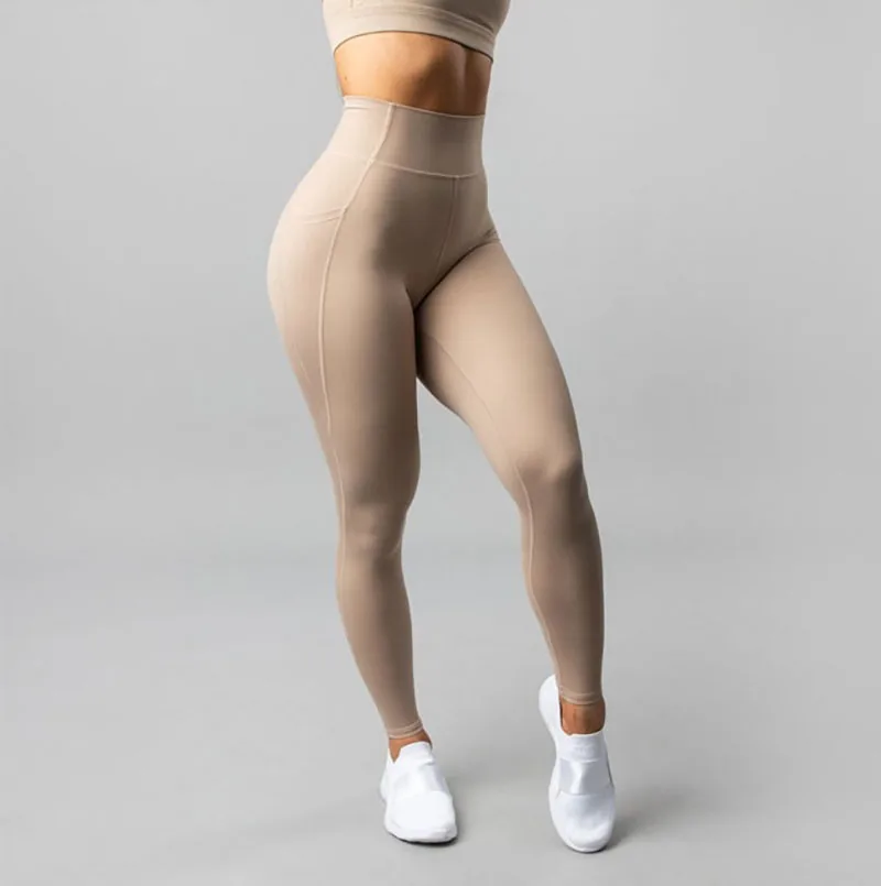 Workout gym thick high waist compression scrunch butt lift plus size yoga pants with pockets fitness leggings with logo
