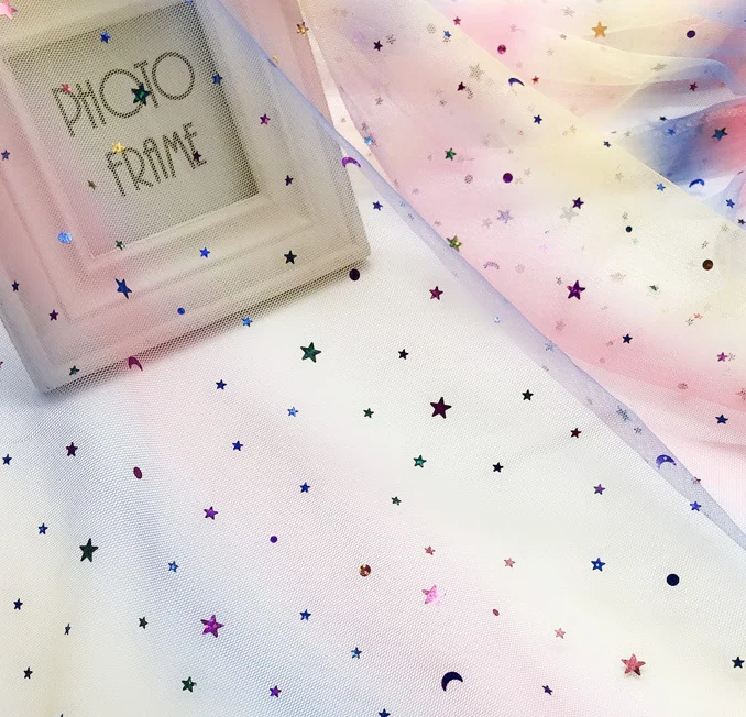 
Sequin rainbow tulle colorful mesh tulle rolls for girl skirt 