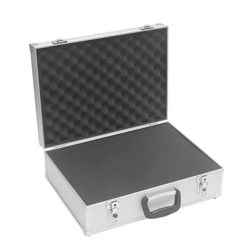 Silver ABS Tool Case With Foam Aluminum Instrument Carrying Box