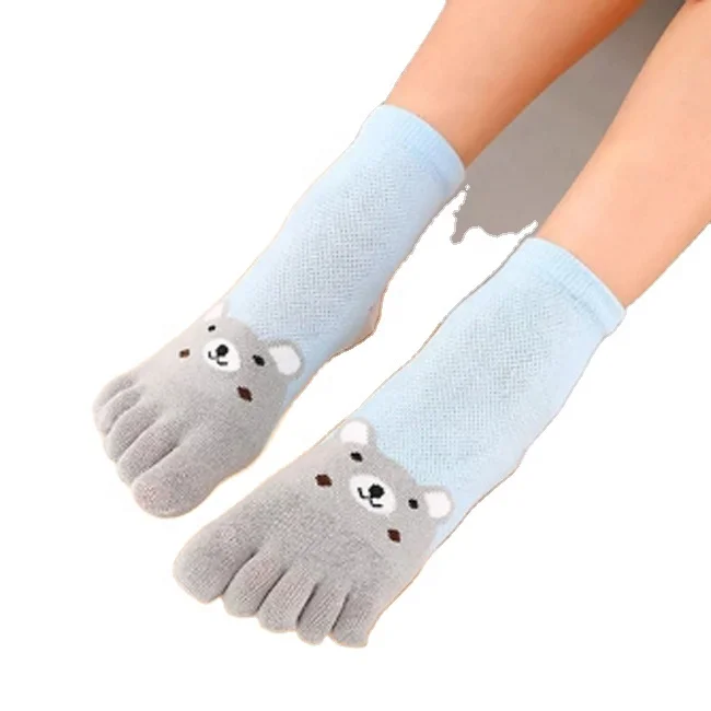 Детские тонкие носки из чистого хлопка с японским мультяшным рисунком, детские носки с пятью пальцами