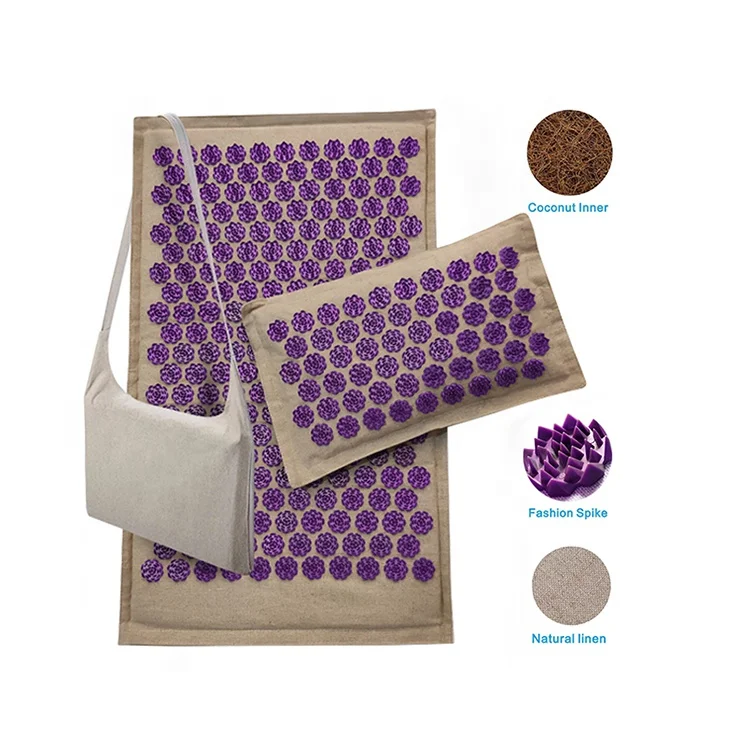 
Natural Linen Coconut Shakti Massage Acupressure Mat And Pillow Set 