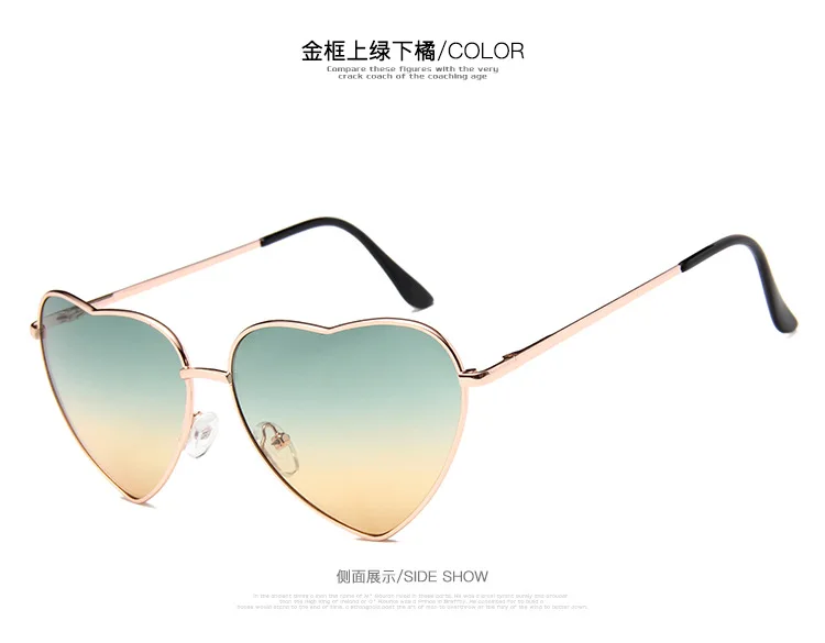 2023 Fashion UV400 Ocean Lens Rimless heart shaped sunglasses Female Vintage Pink Ladies Shades heart sunglasses