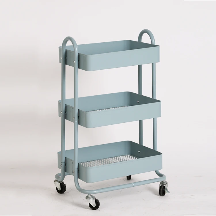 3-Tier Rolling Utility Trolley Cart Kitchen bathroom storage Trolley Portable Shelves rack with 4 caster