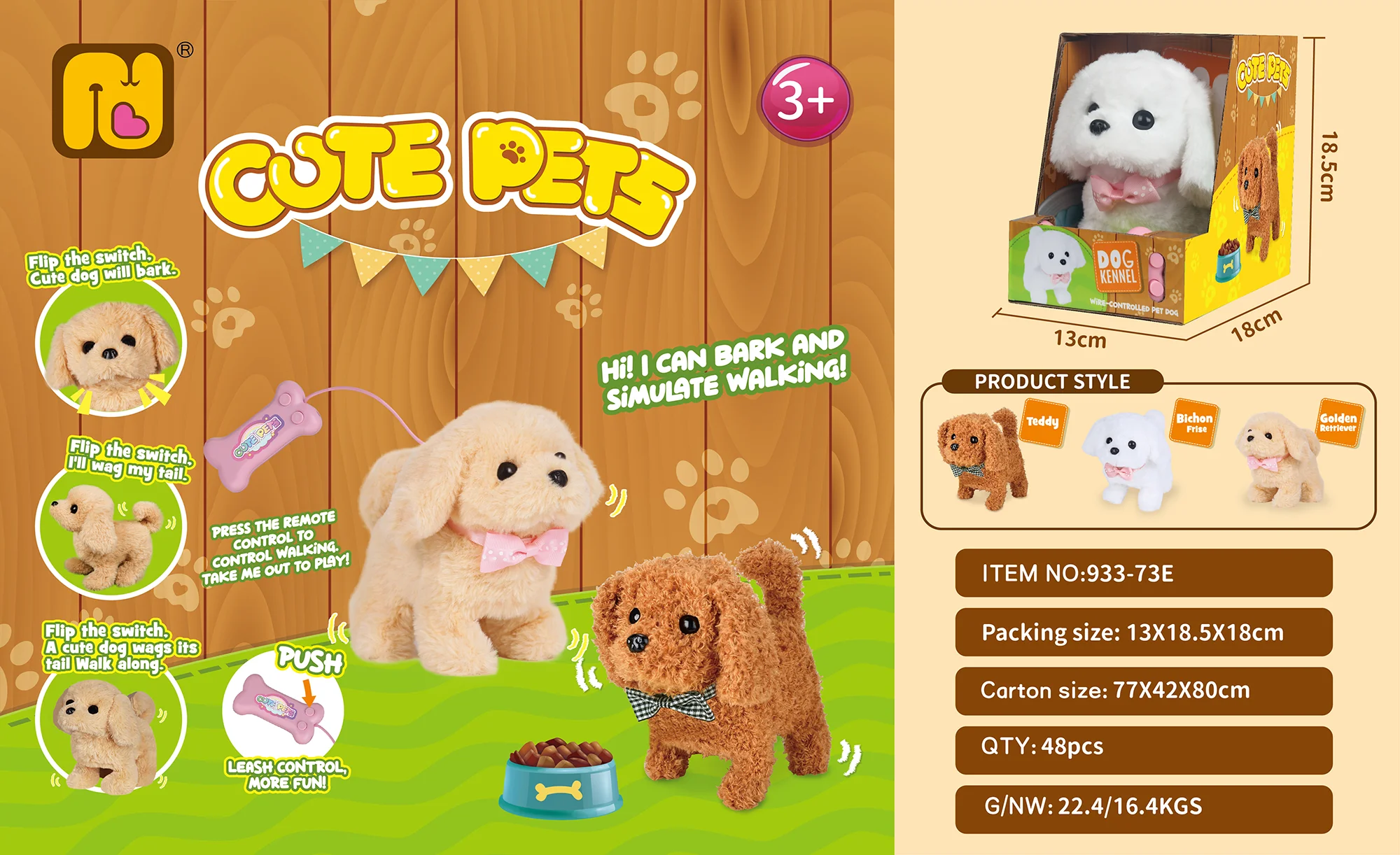 New remote-controlled traction rope Simulated Electric Dog Plush Toy Electric Puppy Can Walk, Bark, Nod And Wag Tail for kids