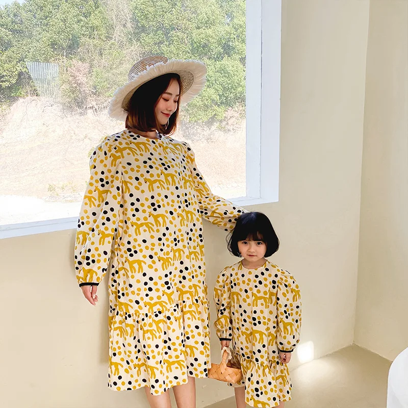 Женское платье SADI с круглым вырезом, красная клетчатая юбка из пряжи с длинным рукавом для девочек, шифоновая Одинаковая одежда для родителей и детей, платья