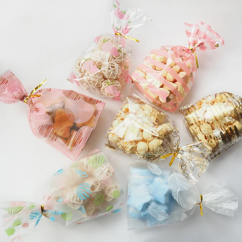 In Stock and Custom Cellophane Treat Bags Clear Flat Cello Treat Bags with Ties for Bakery Cookies Christmas Decorative Gift