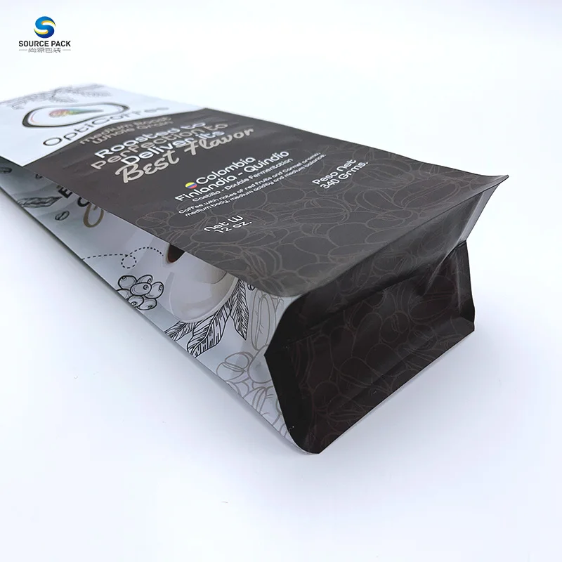 Custom Printed Private Label 100g 250g 500g 1kg Resealable Aluminum Foil Flat bottom Coffee Beans Packaging Bag With Valve