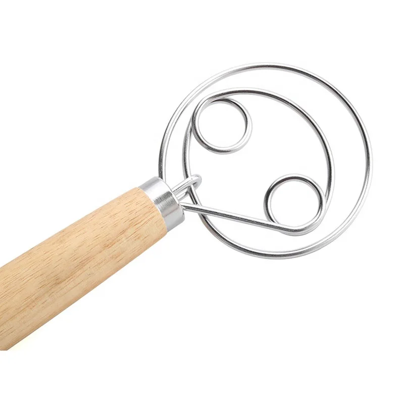 
Food grade dough egge whisk stainless steel wooden handle 