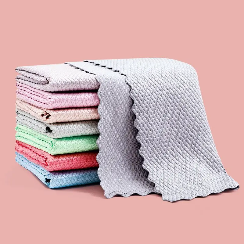 
Kitchen Anti-Grease Wiping Rags Efficient Fish Scale Cloth Cleaning Cloth Home Glass Washing Dish Cleaning Towel 