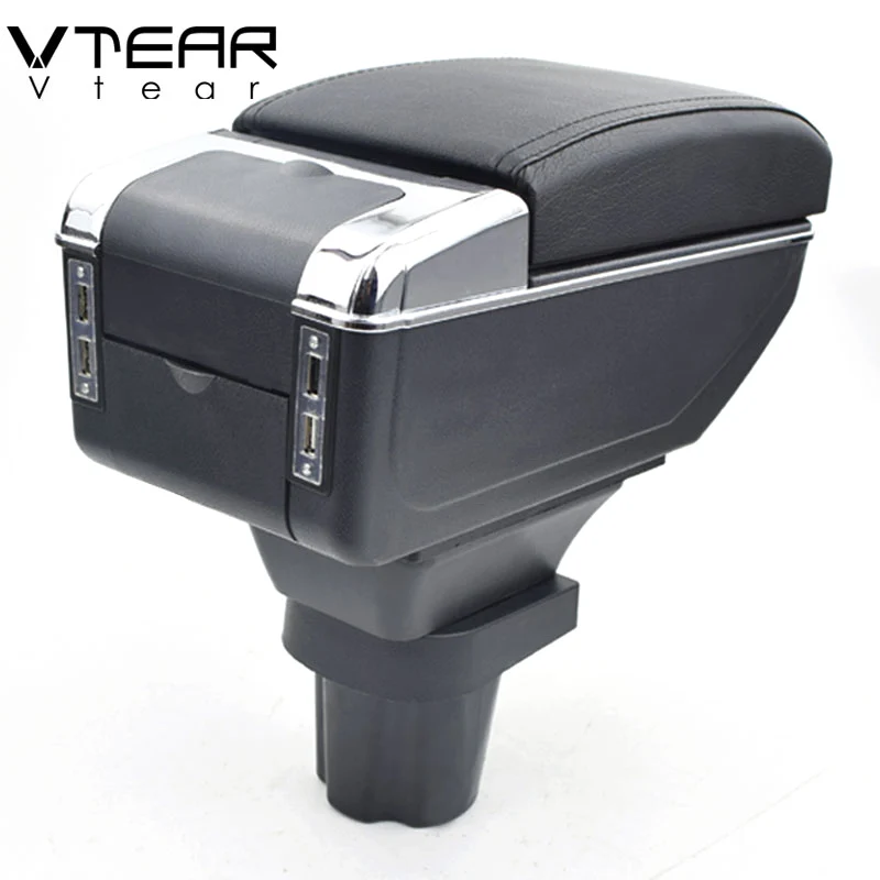Vtear Armrest USB Charging Heighten Double Layer Storage Box Central Store Content Arm Rest Car Accessories for Chevrolet Spark