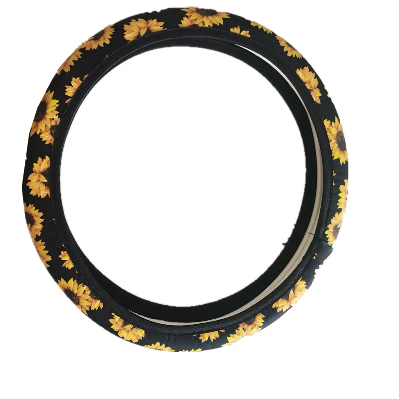 Custom neoprene car steering wheel cover universal car accessories decoration tie-dye leopard prints steering wheel protector