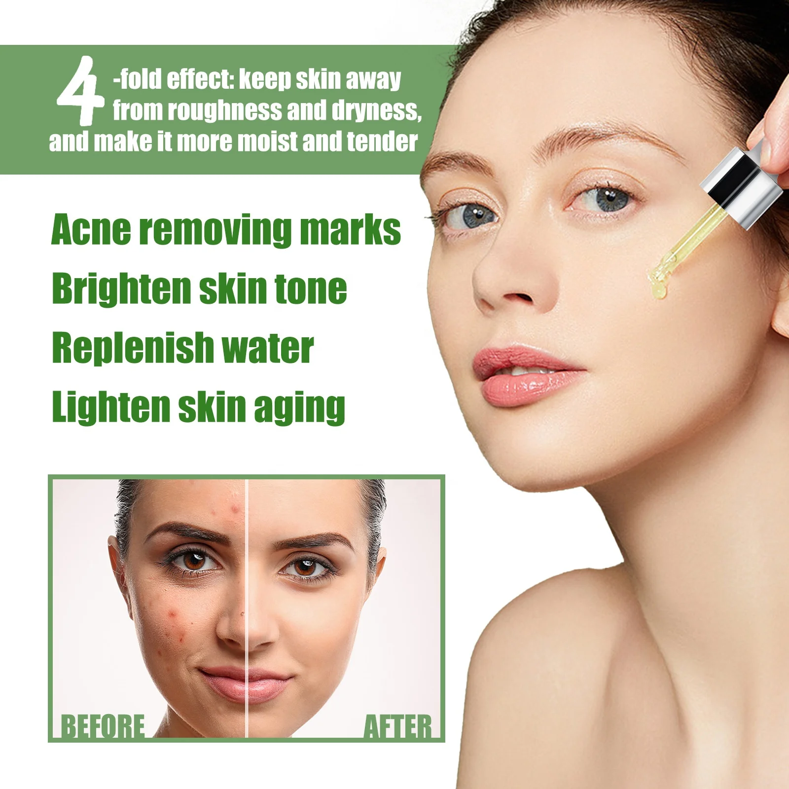 100% Natural Anti Aging Brightening Olive Oil Moisturizing Essence Serum Moisturizer For Acne Scars Remover, Skin Repair Healing