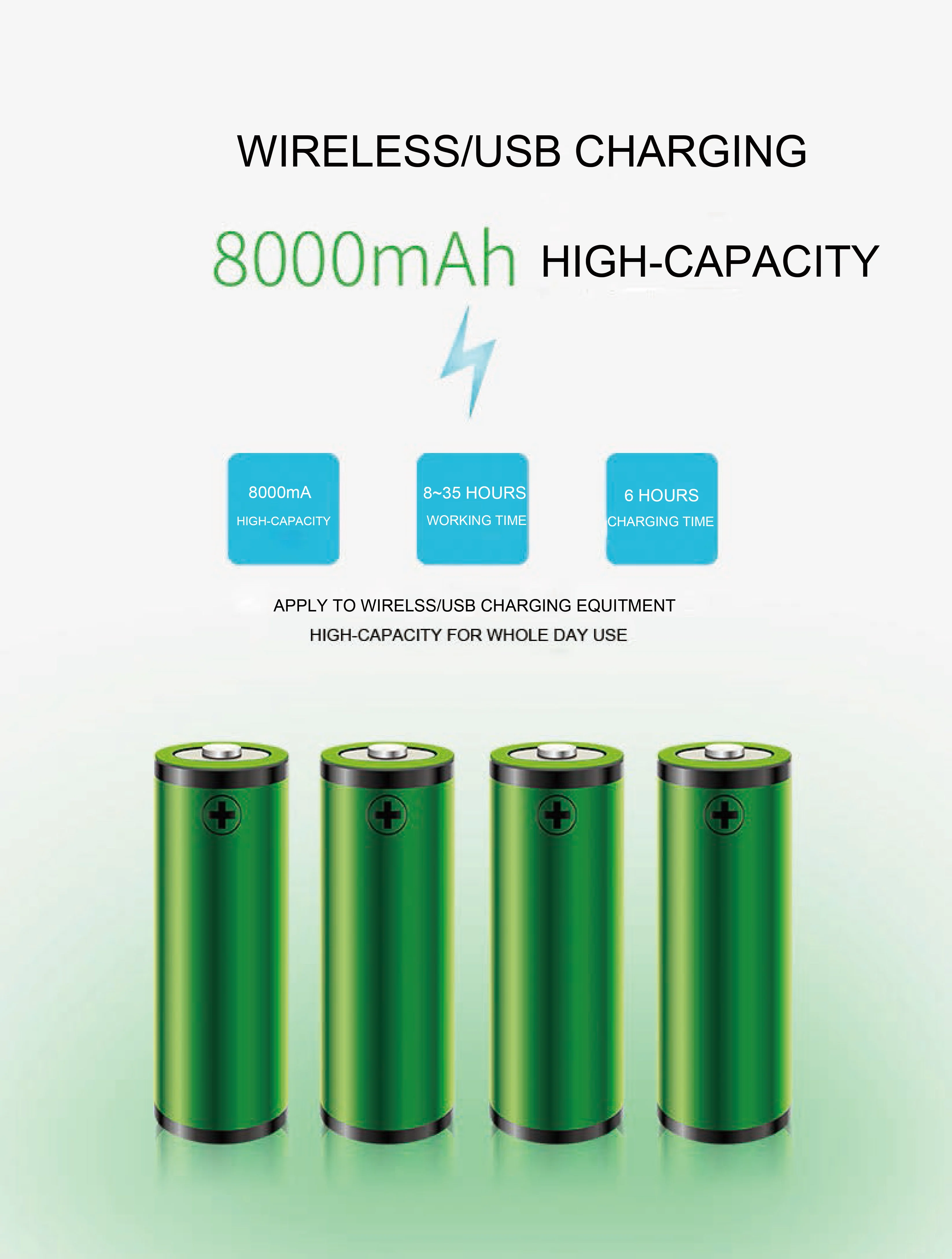 Portable 5V copper DC motor personal desk fan 6 inches outdoor fan with wireless charging function 8000mA