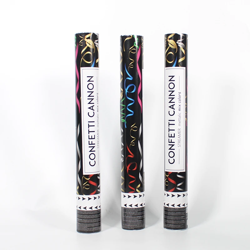 Сервис OEM, сувениры для вечеринок, черный пустой Поппер, конфетти, воздушные Сжатые пружины, конфетти попперы