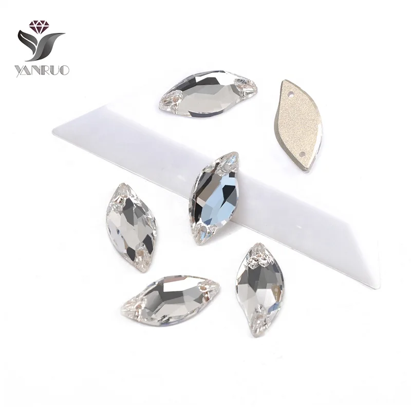 YANRUO 3254 All Sizes Clear Sew On Rhinestone Embroidery Strass  Glass Flat Back Crystal Rhinestones For Dress