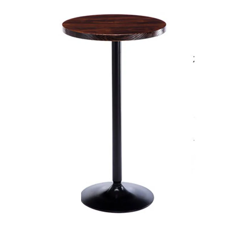Simple bar home solid wood high round table living room cafe Nordic iron table and chair combination