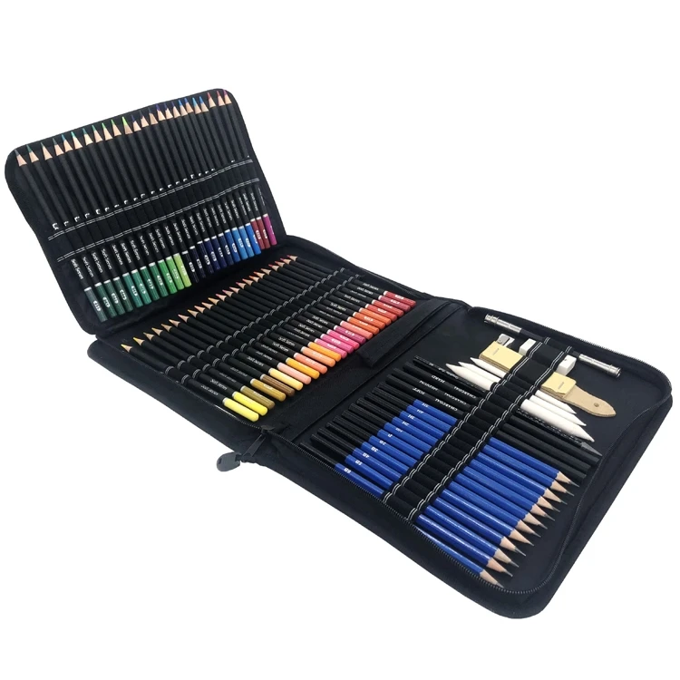 95 PCS / Set Wooden Pencil Custom Color Pencil Set With Sharpener Coloring Pencil For Kids Gift