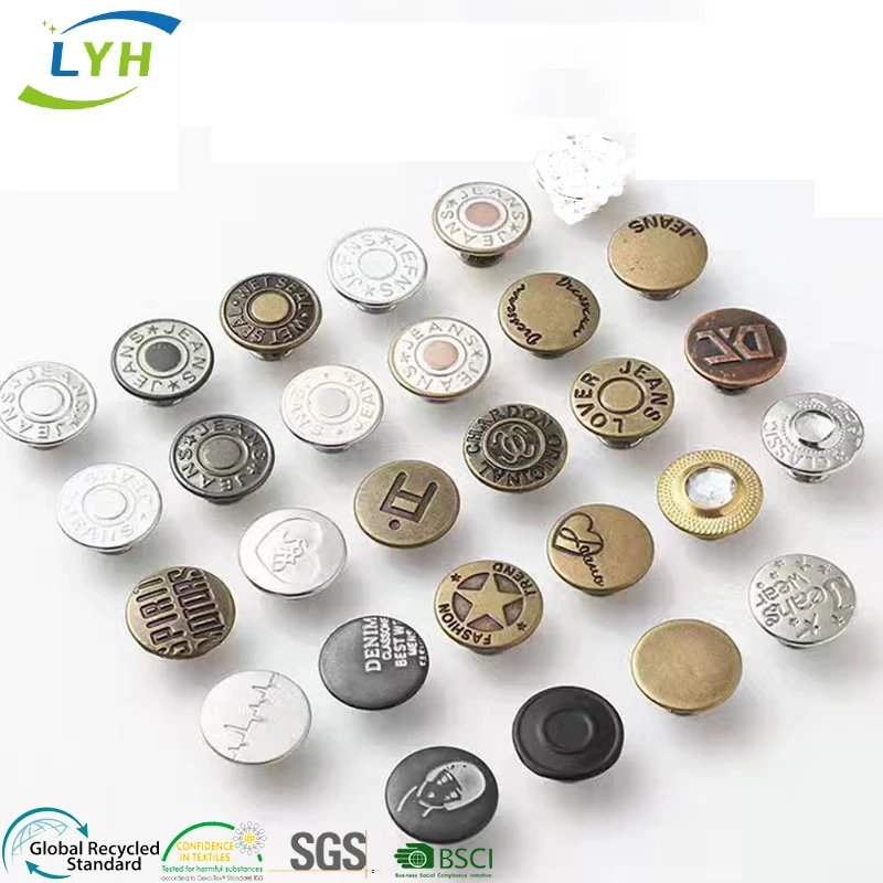 Custom beautiful designer buttons can be customized LOGO Brass button rivets Metal jeans button