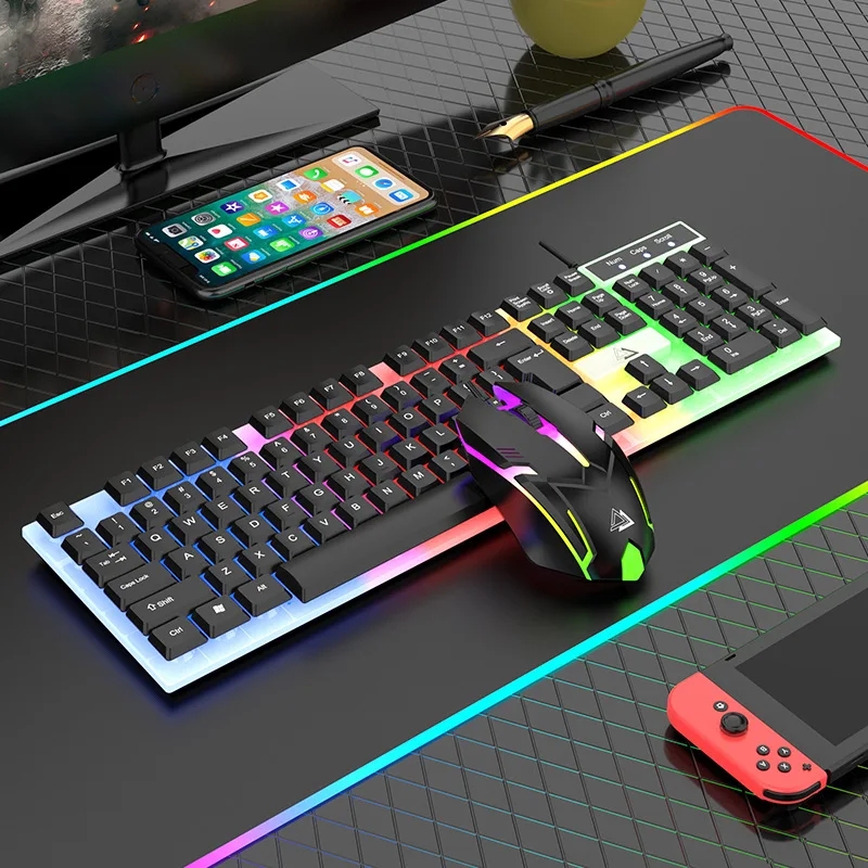 Hot sell  gaming keyboard mouse combos desktop laptop computer wired led keyboard and mouse set