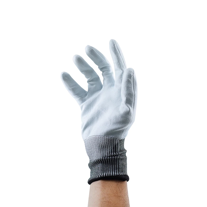 15G Factory Level C-F PU Blue Finish Coated Ultrathin Anti Cut Coated Construction Work Safety Construction Gloves Anti-Cut