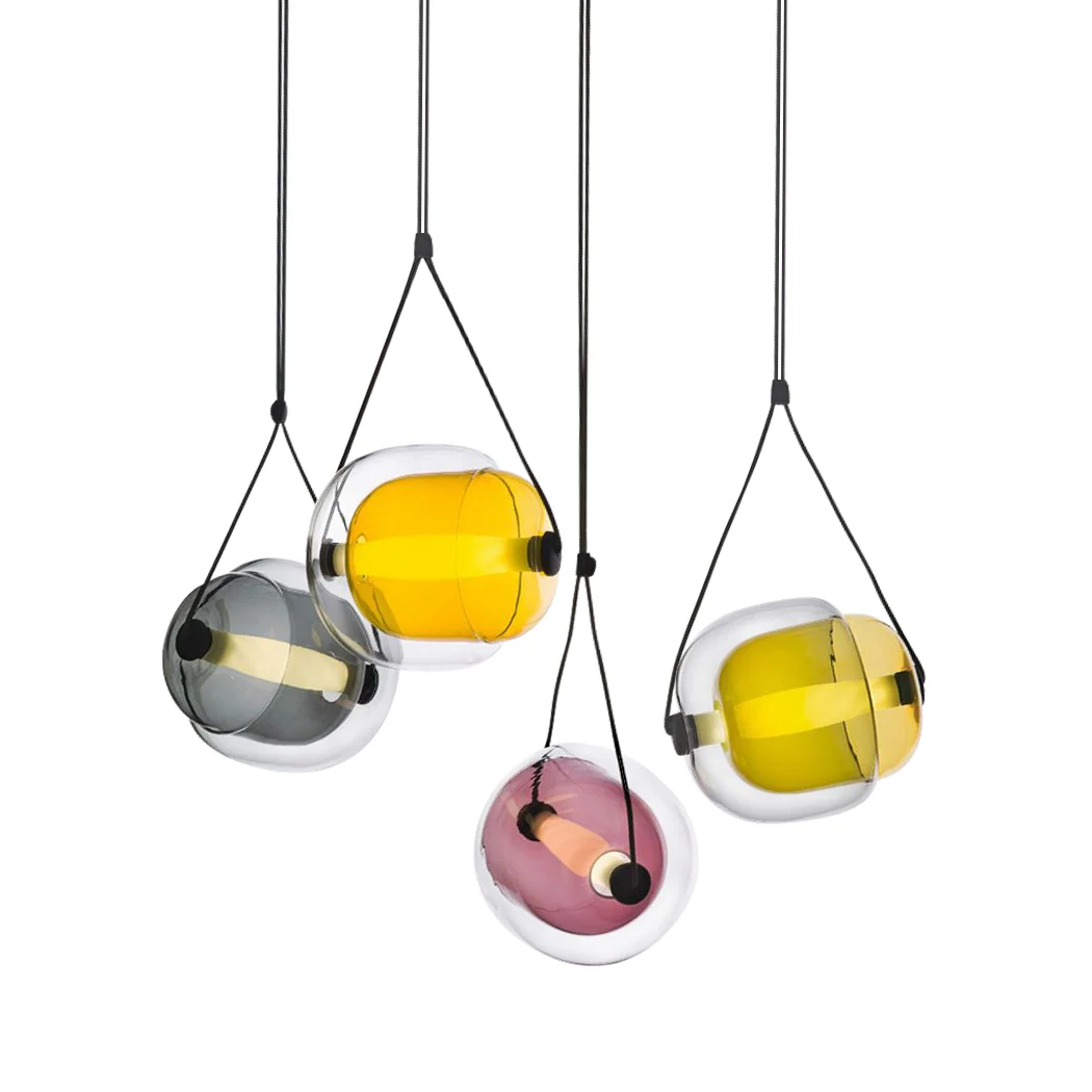 Nordic Fashion style indoor Iron modern living room metal Color Glass Capsule Light hanging antique light Pendant lamp
